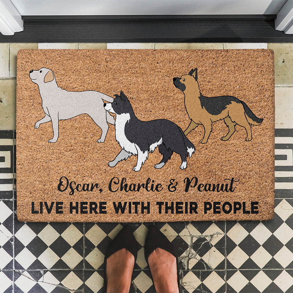 Dog Lives Here - Customizable Personalized Dog Picture Doormat for Pet Lovers