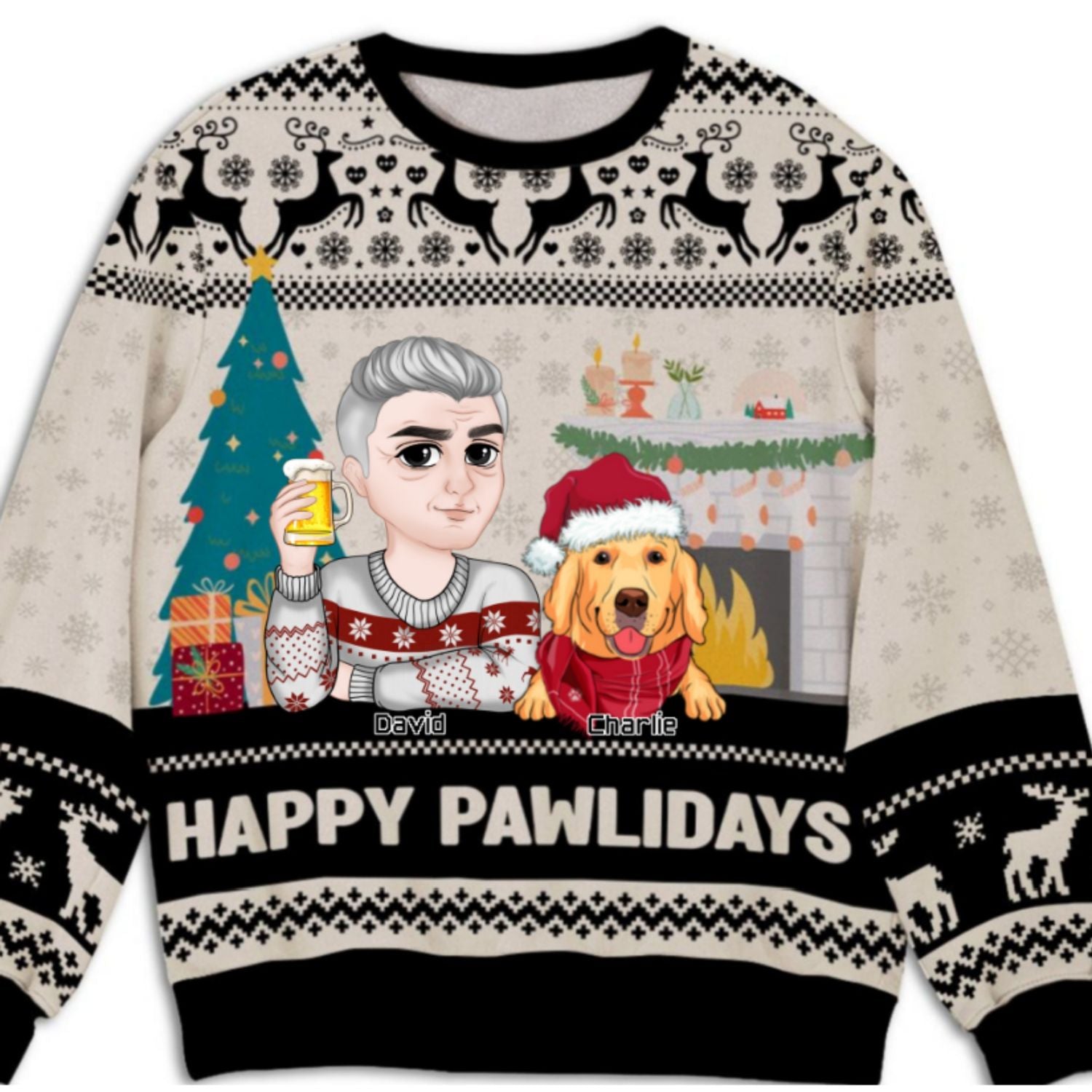 Happy Pawlidays To You - Personalized Custom All-Over-Print Unisex 8.8 oz Polyester Blend Sweatshirt for Pet Lovers