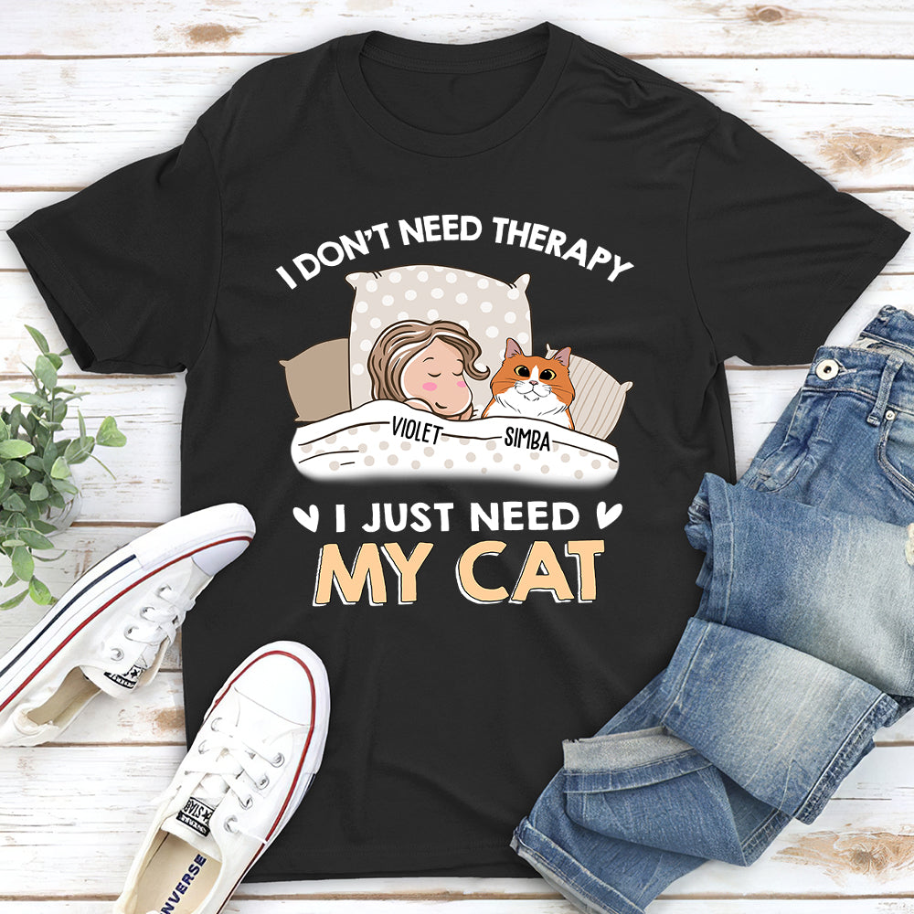Cats Are My Therapy - Customizable Unisex 5.3 oz Personalized T-shirt for Pet Lovers