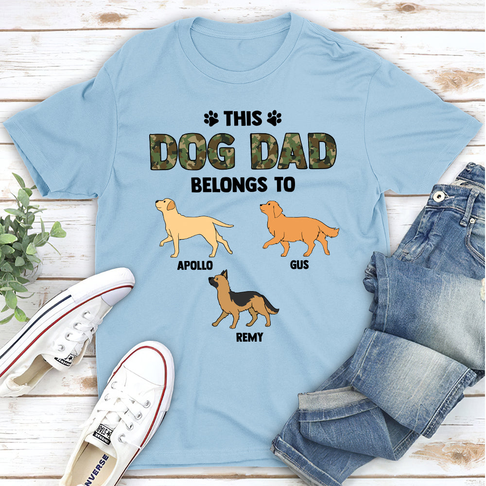 Dad Belongs To Dog - Personalized Custom Unisex 5.3 oz Heavy Cotton T-shirt
