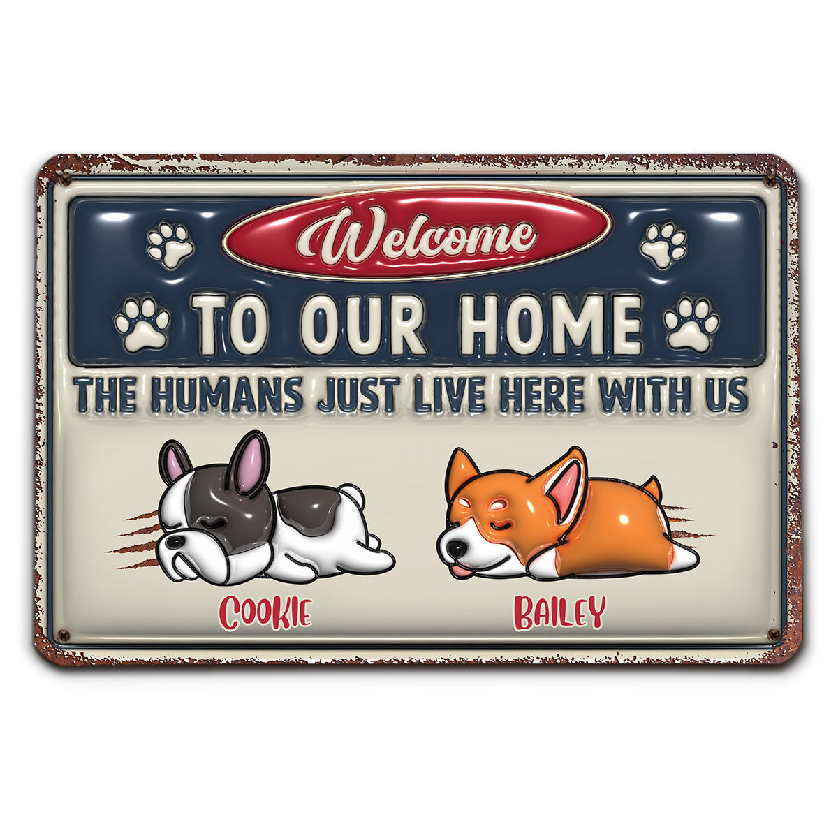 Just Live Here - Premium Personalized Custom 3D Inflated Effect Metal Sign for Home and Office Decor