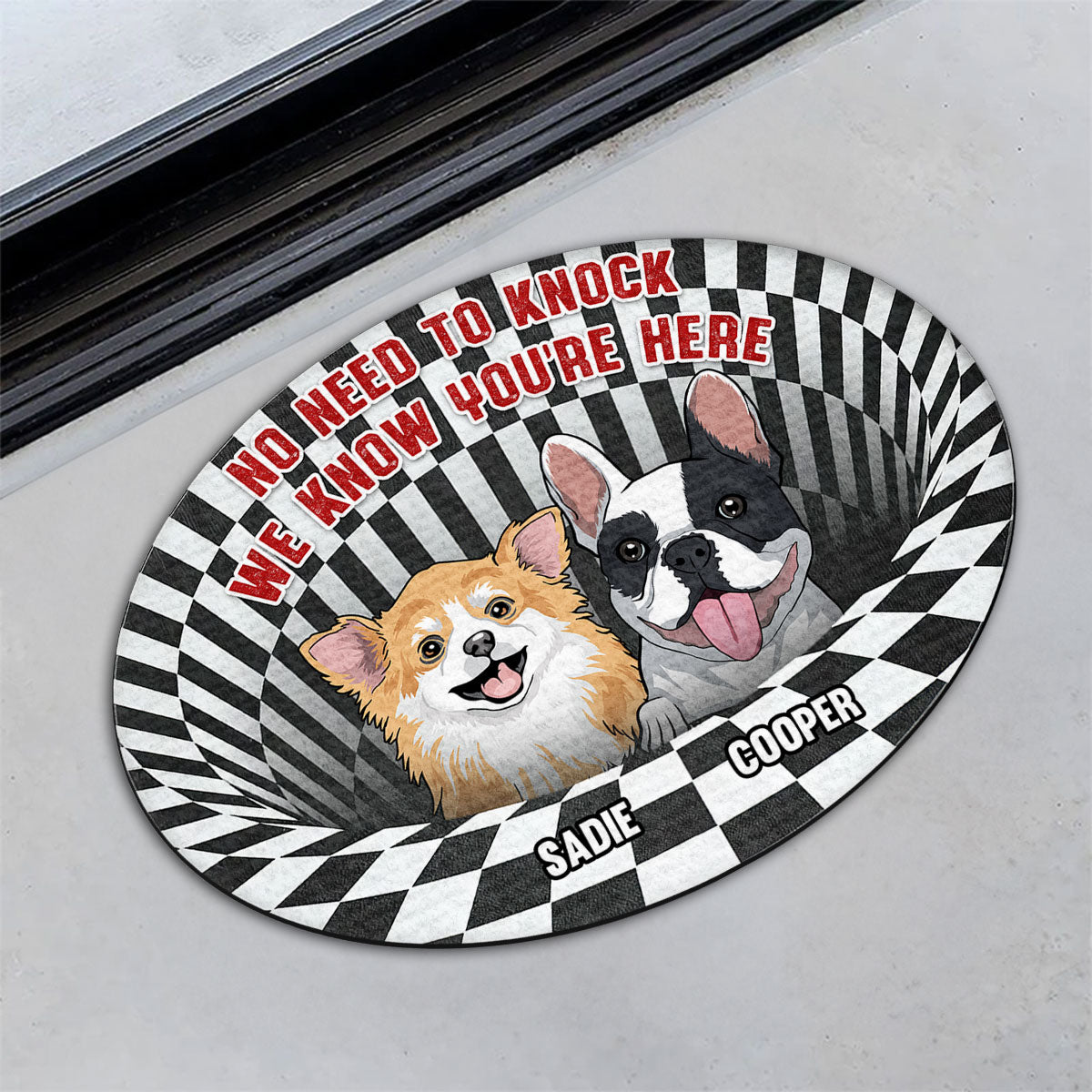 No Need To Knock - Customizable Personalized Doormat with Your Dog's Picture