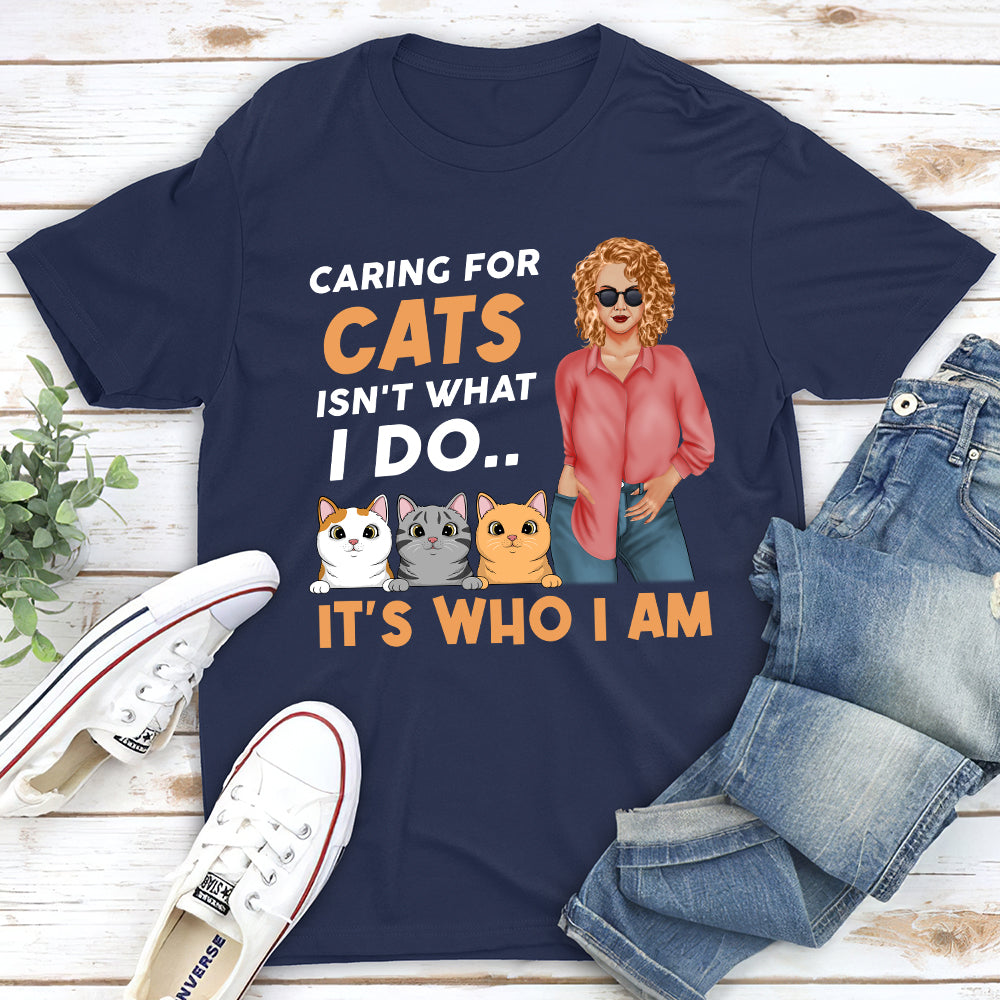 Caring For Cats 2 - Personalized Custom Unisex 5.3 oz T-shirt for Pet Lovers