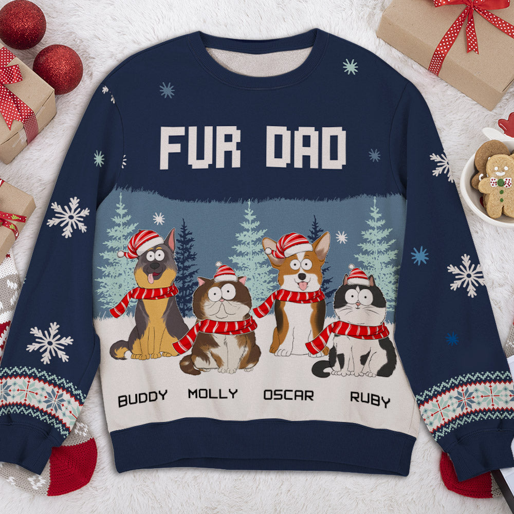Fur Dad Forest - Personalized Custom All-Over-Print Unisex 8.8 oz Polyester Blend Sweatshirt