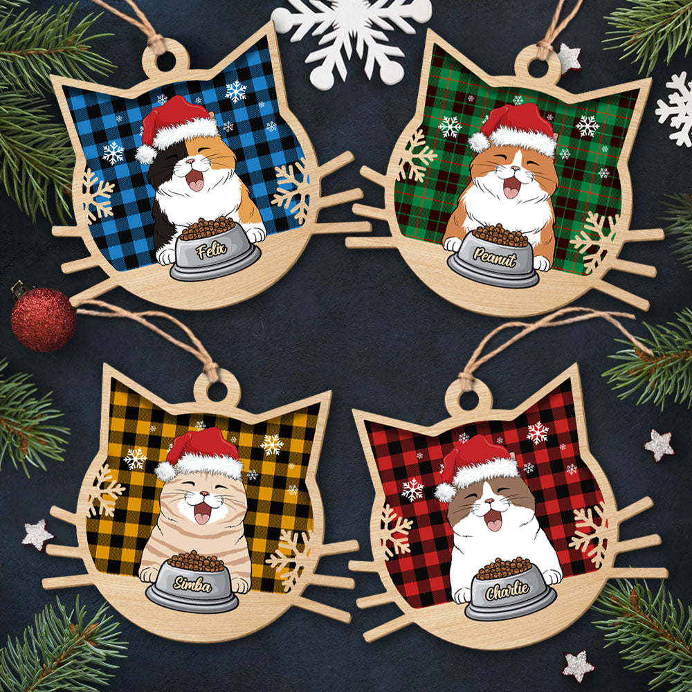 Funny Personalized Custom 1-layered Wood Cat Christmas Ornament