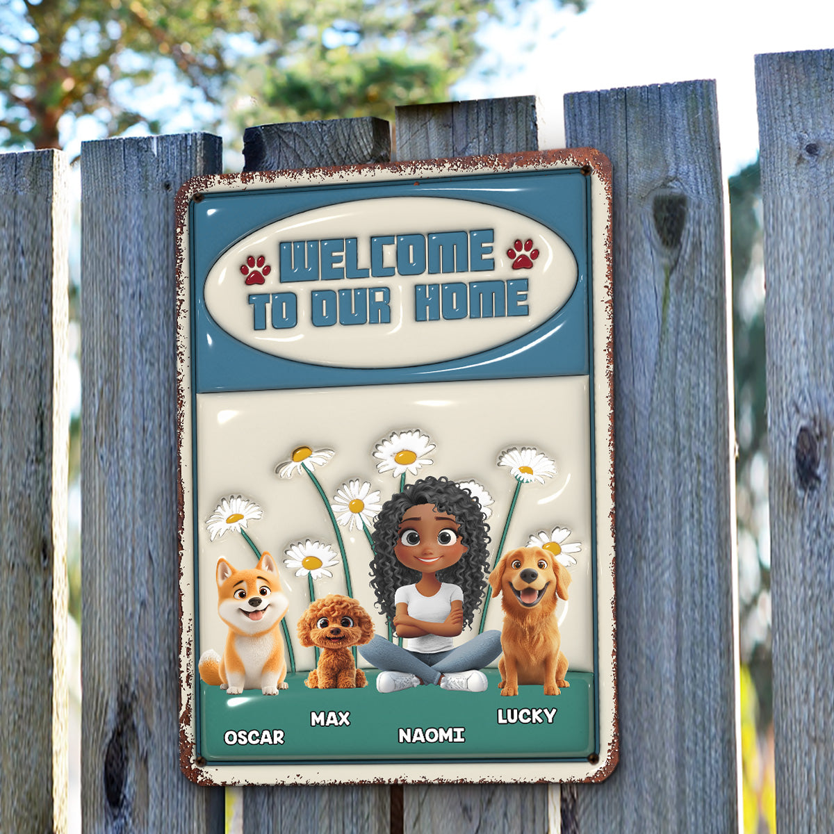 Welcome To Our Home - Personalized Custom 3D Inflated Effect Heavy Gauge Aluminum Metal Sign in 8' x 12' and 12' x 18' Sizes