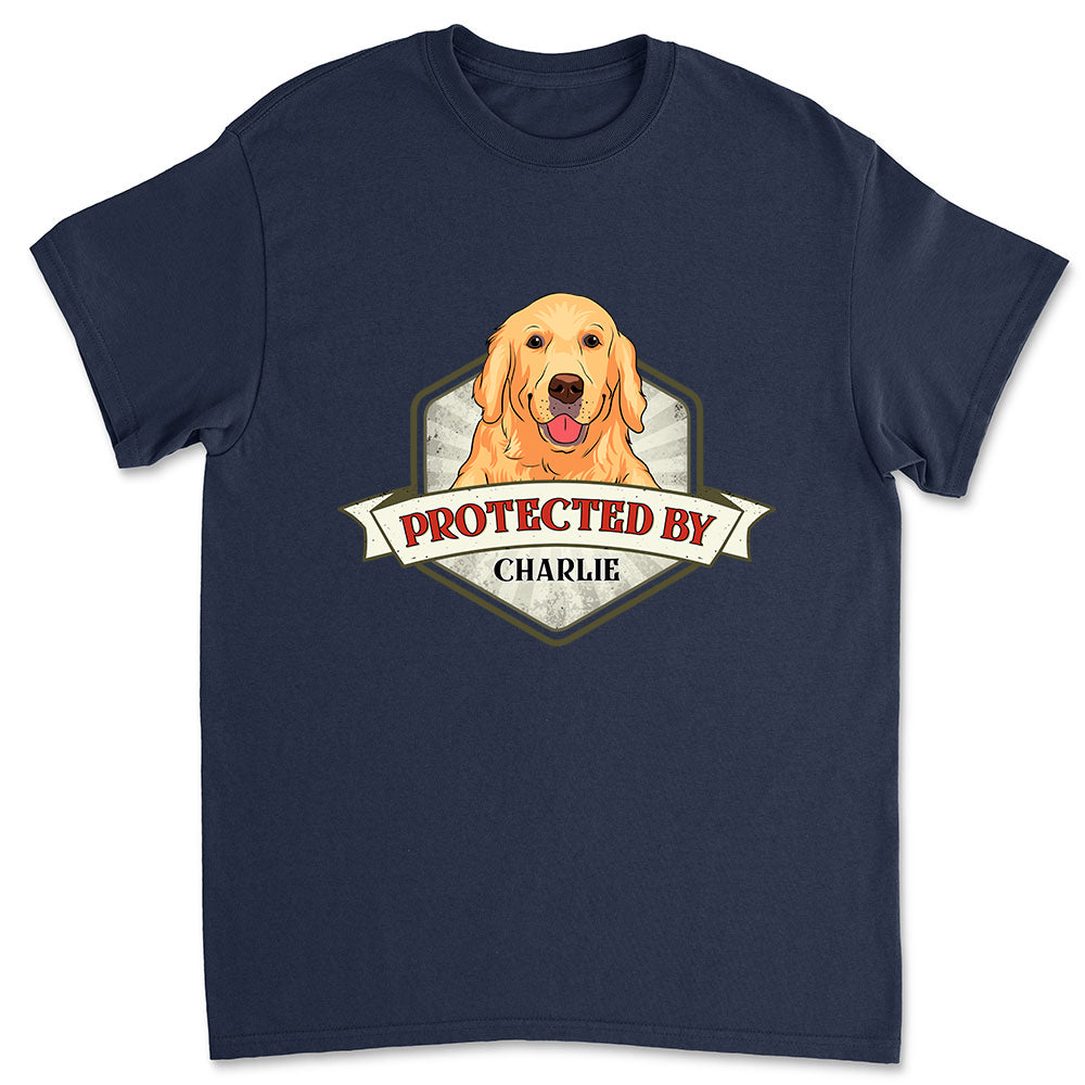 Protected By Dogs Ver 2 - Personalized Custom Unisex 5.3 oz T-Shirt for Pet Lovers