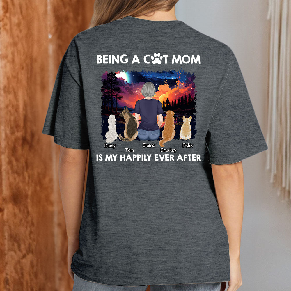 Happy Mom Together - Personalized Custom Unisex Cotton Blend T-shirt for Pet Lovers