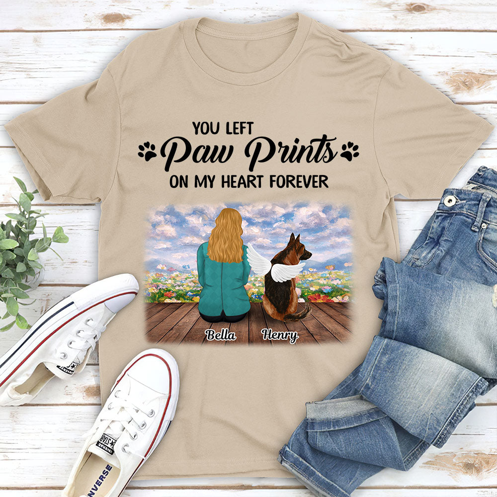 Your Paw Prints On My Heart - Personalized Custom Unisex Memorial T-shirt for Pet Lovers