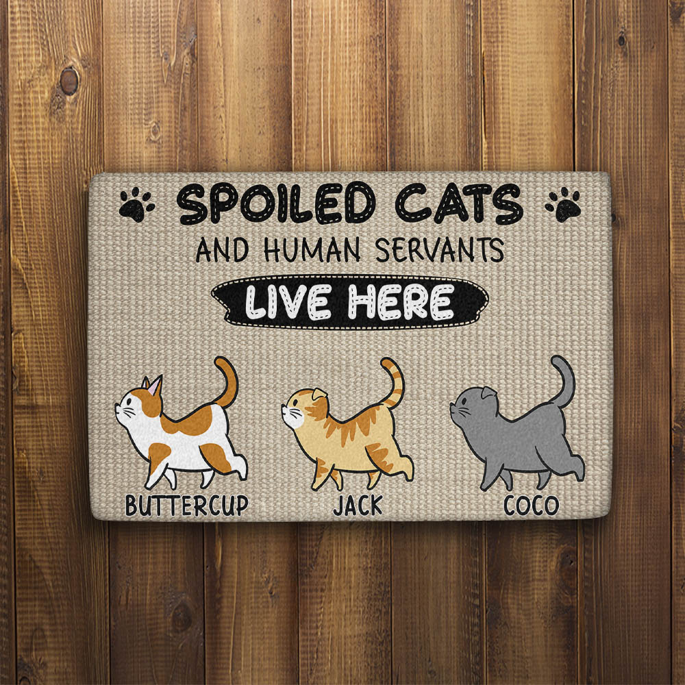 Spoiled Cats Live Here - Customizable Personalized Doormat with Dog's Picture