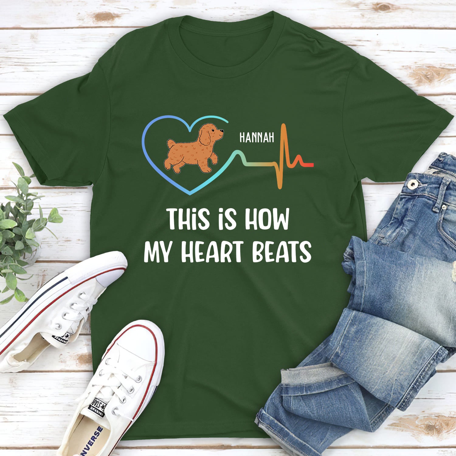 My Heart Beats - Personalized Custom Unisex 5.3 oz T-shirt for Pet Lovers