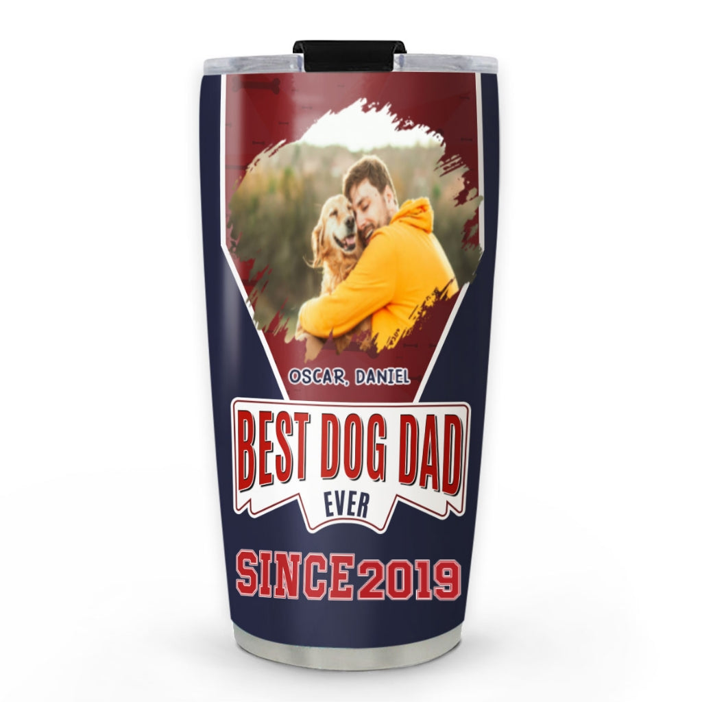 Best Dog Dad Photo - Personalized Custom 20oz Stainless Steel Tumbler with Double - Walled Vacuum Insulation
