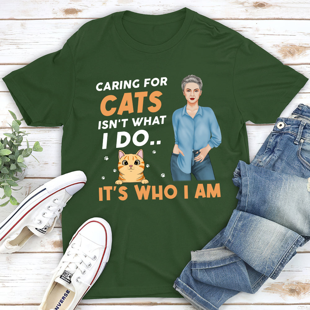 Caring For Cats 2 - Personalized Custom Unisex 5.3 oz T-shirt for Pet Lovers
