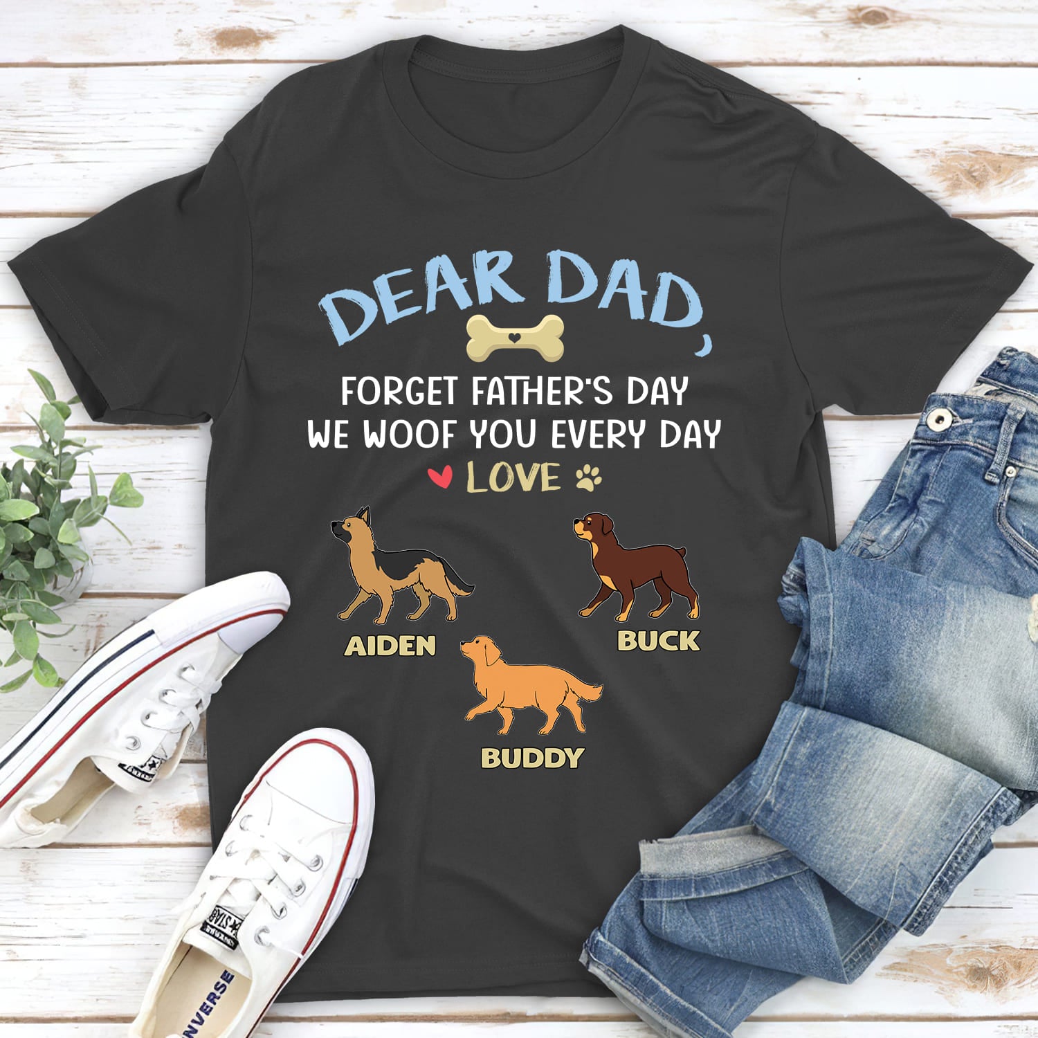 We Woof You, Dad - Personalized Custom Unisex 5.3 oz T-shirt for Pet Lovers