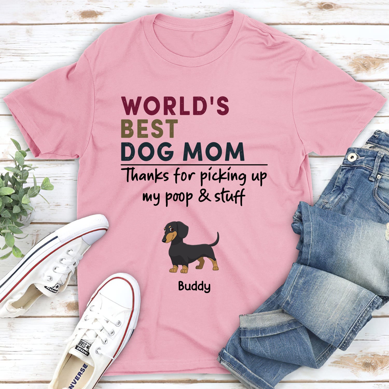 Best Dog Mom/Dad Retro - Personalized Custom Unisex 5.3 oz T-shirt for Pet Lovers