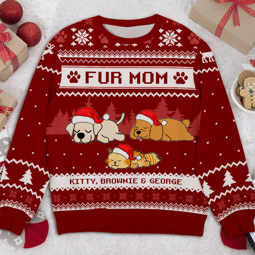 Customizable Personalized All-Over-Print Dog Mom Winter Sweatshirt - Ideal Gift for Dog Lovers