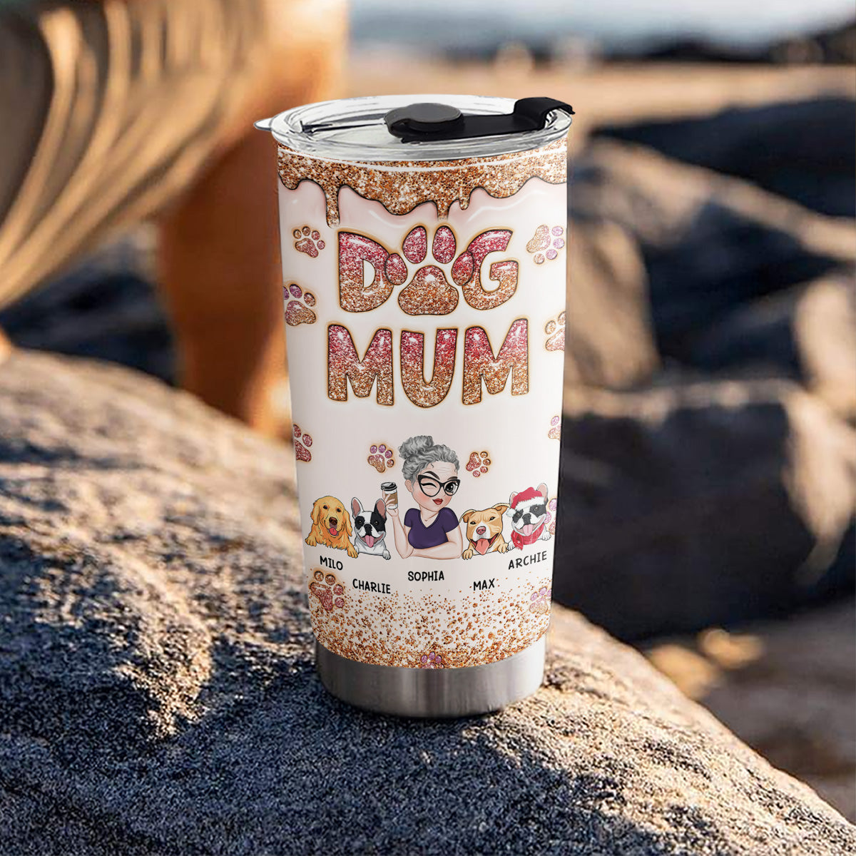 Exquisite Personalized Custom 3D Inflated Effect Tumbler for Lovely Dog Moms