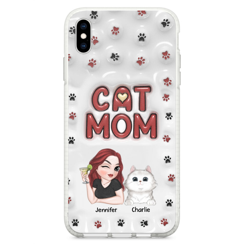 Adorable Cat Mom Personalized 3D Inflated Effect Custom Phone Case for Smartphones