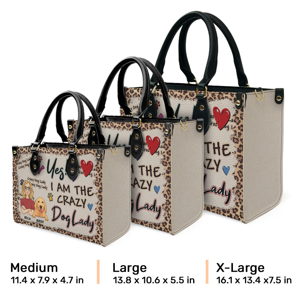Crazy Dog Lady - Unique Personalized Custom Leather Handbag for Dog Lovers