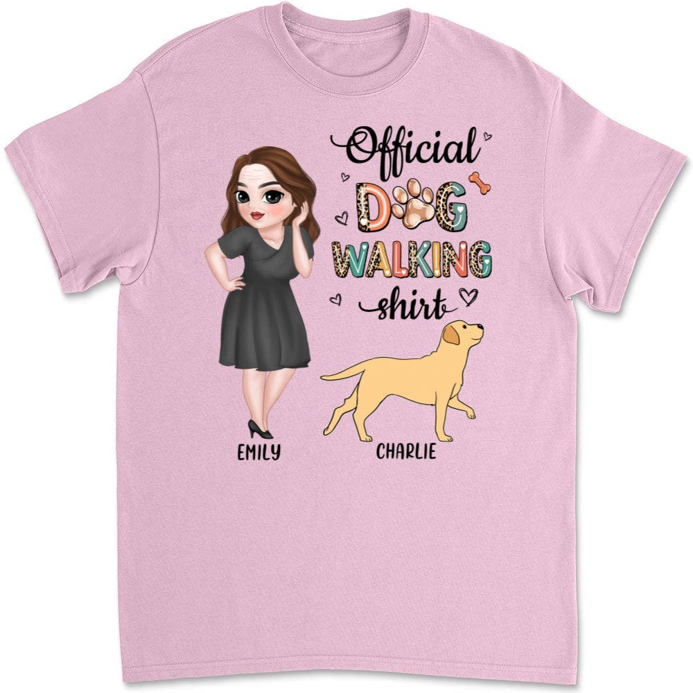 Personalized Custom Unisex Dog Walking Cotton T-shirt - Ideal Gift for Pet Lovers