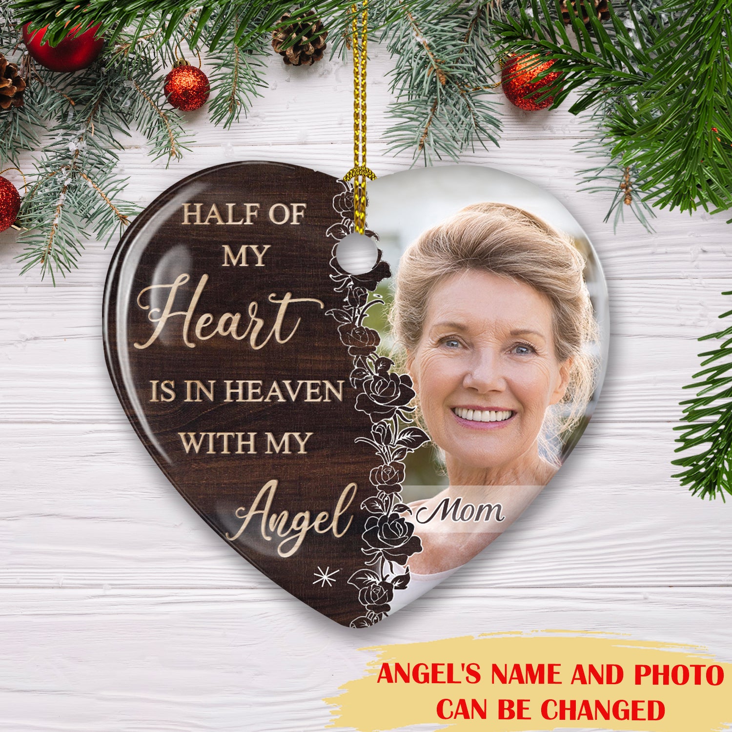 Heavenly Personalized Custom Heart Ceramic Ornament - My Angel In Heaven