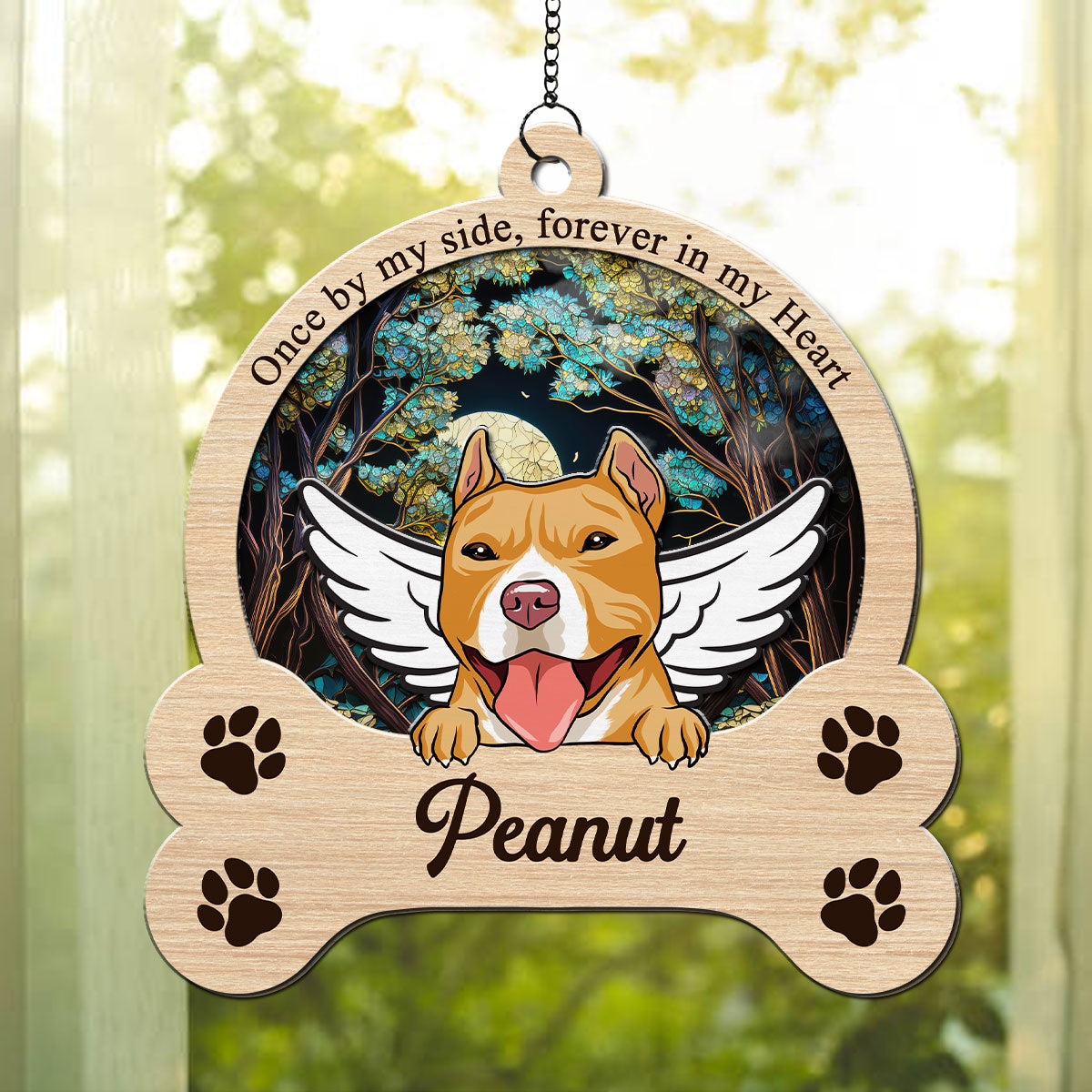 Forever In My Heart - Personalized Custom Acrylic Mounted Wooden Suncatcher (6 inches, 8 inches)