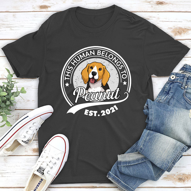Human Belongs To Dog Version 2 - Personalized Custom Fluorescent Unisex T-shirt