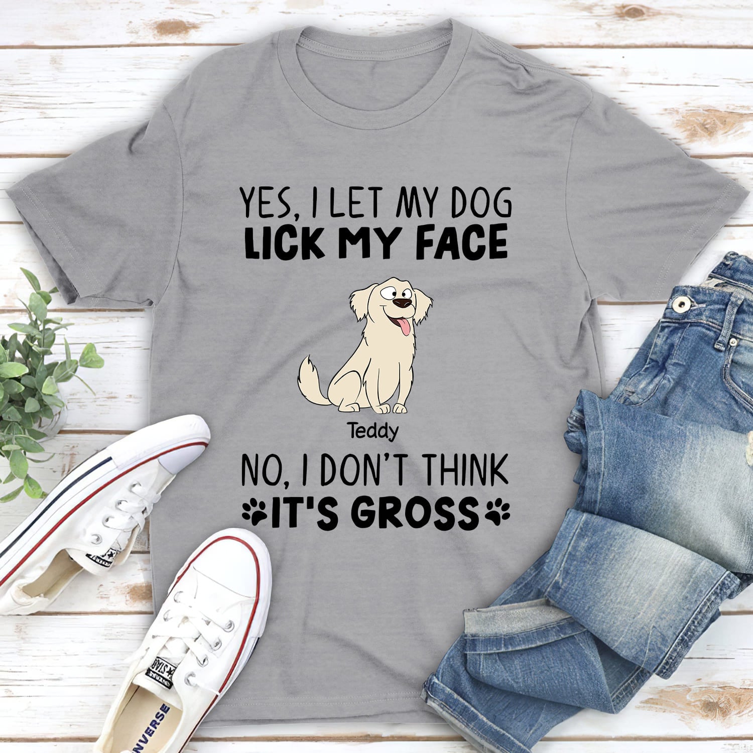 Let Dog Lick - Personalized Custom Unisex 5.3 oz T-shirt for Pet Lovers