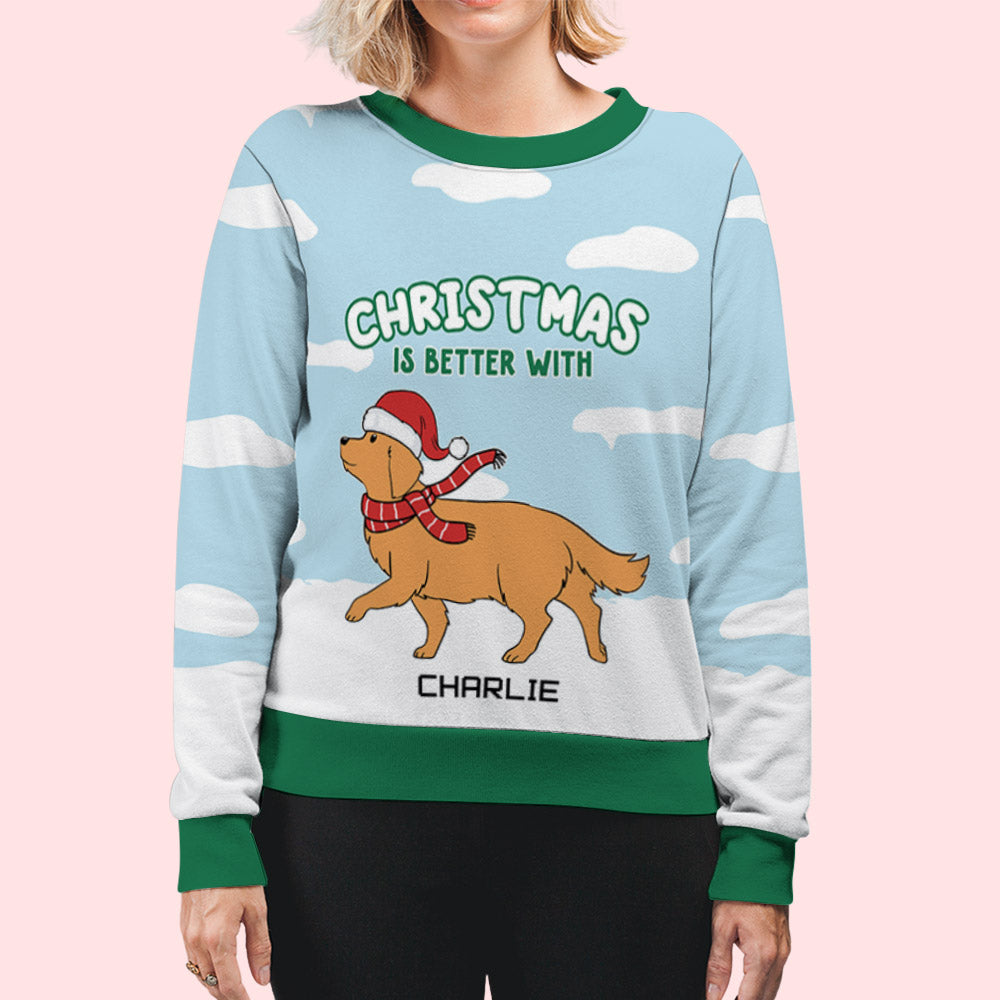 Better Christmas - Personalized Custom All-Over-Print Unisex 8.8 oz Polyester Blend Sweatshirt for Pet Lovers