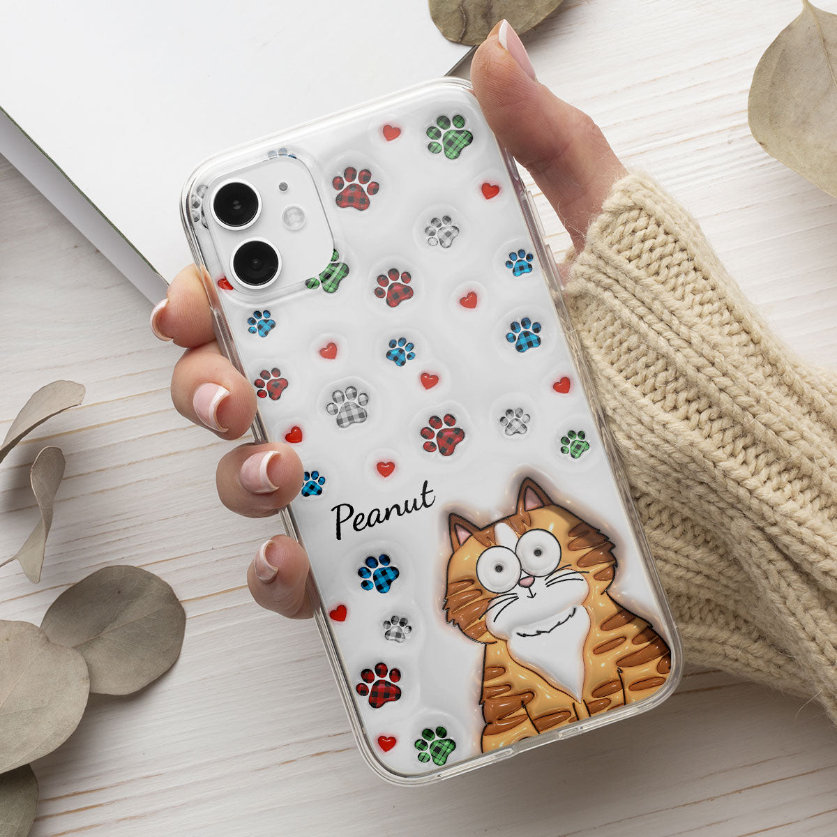 Charming Personalized Custom 3D Inflated Effect Phone Case for Lovely Cat Lovers