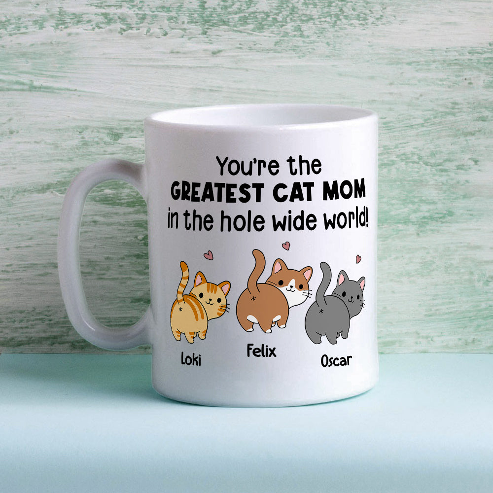 Greatest Cat Mom - Premium Personalized Custom Coffee Mug for Cat Lovers