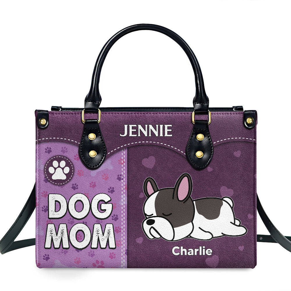 Personalized Custom Leather Bag for Dog Moms with Paw Print Design