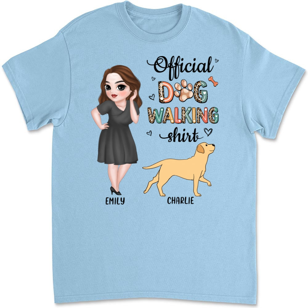 Personalized Custom Unisex Dog Walking Cotton T-shirt - Ideal Gift for Pet Lovers