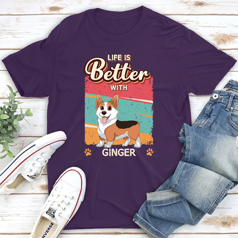 Better With Dog Retro - Stylish Personalized Custom Unisex T-shirt for Pet Lovers