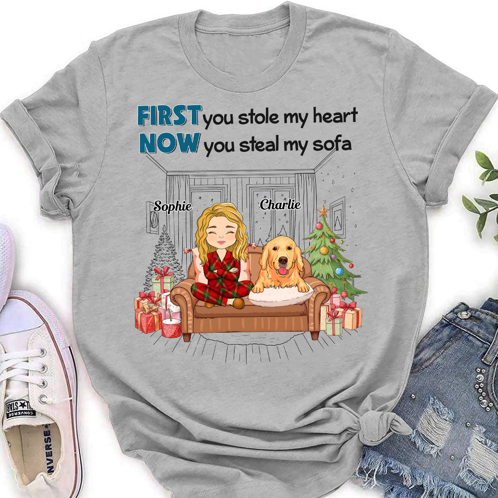 Stealing My Sofa - Stylish Personalized Custom Women's T-shirt for Pet Lovers