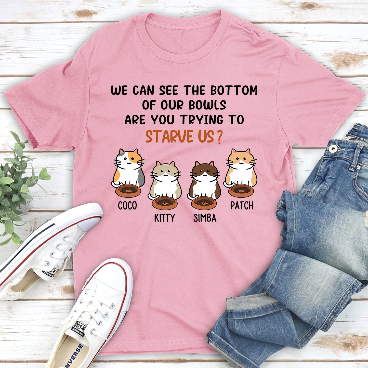 Starving Cat - Exclusive Personalized Custom Unisex 5.3 oz T-shirt for Pet Lovers