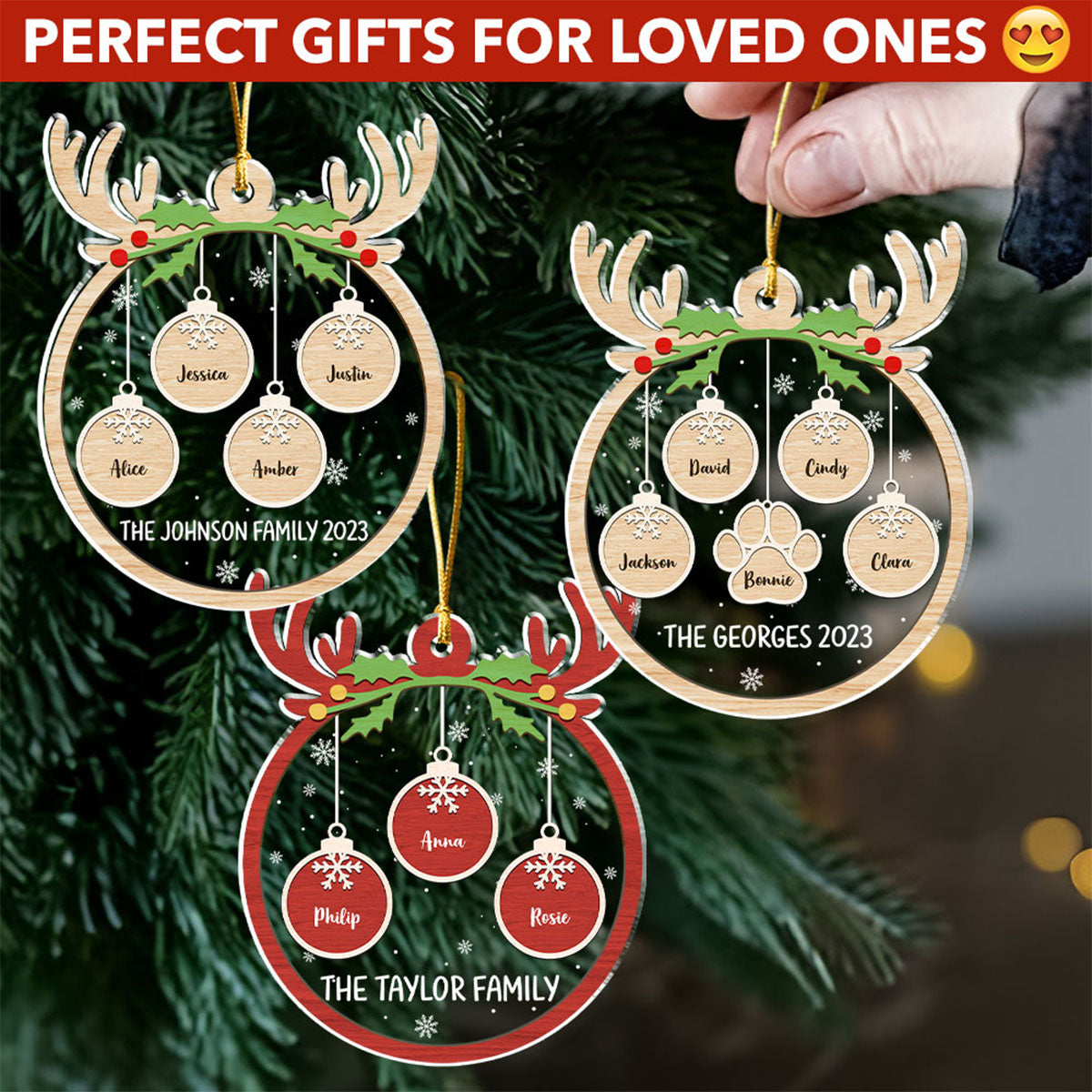 Red Paw Charm 2 - Exquisite Personalized Custom Acrylic Christmas Ornament