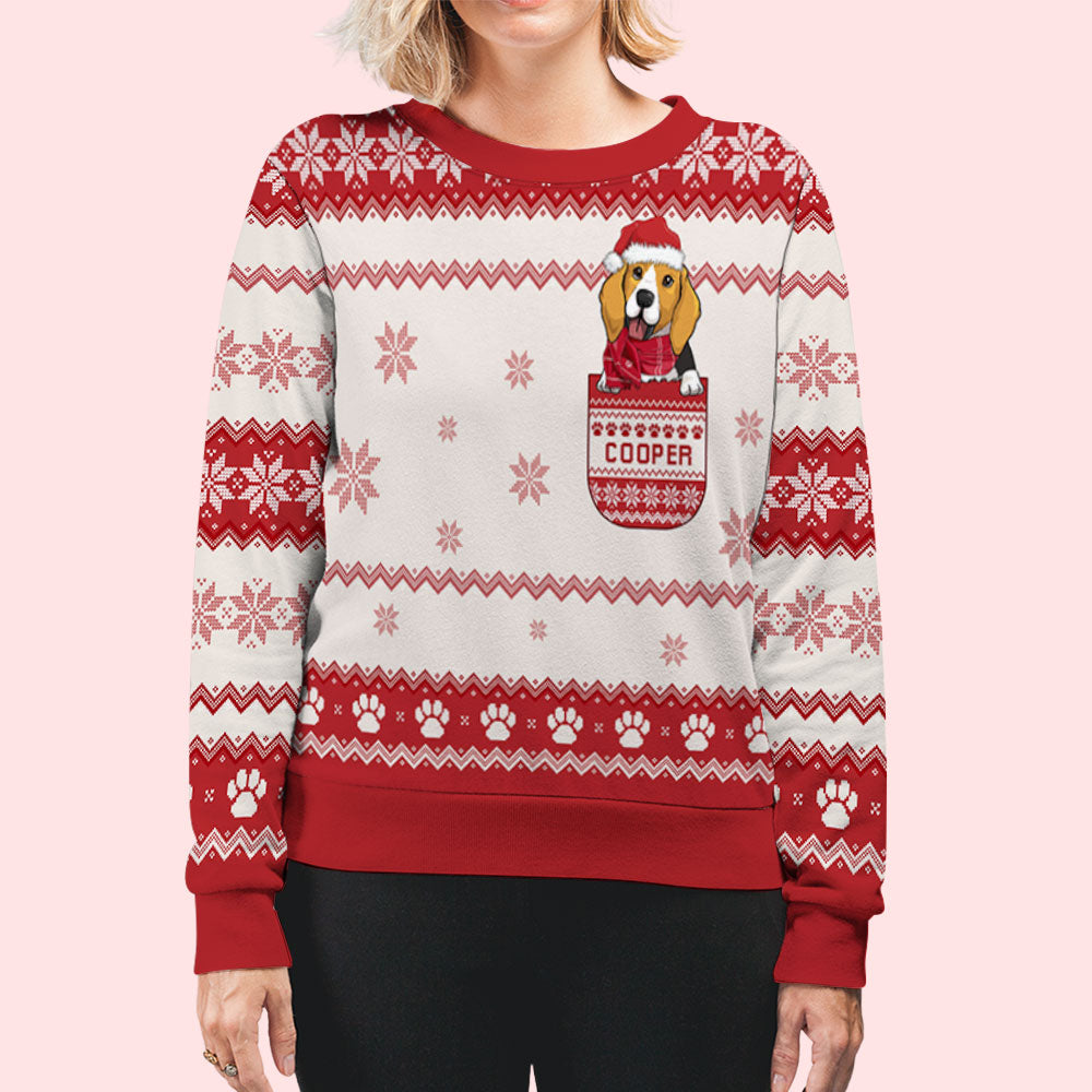 Pocket Dog - Customizable All-Over-Print Unisex 8.8 oz Personalized Sweatshirt for Pet Lovers