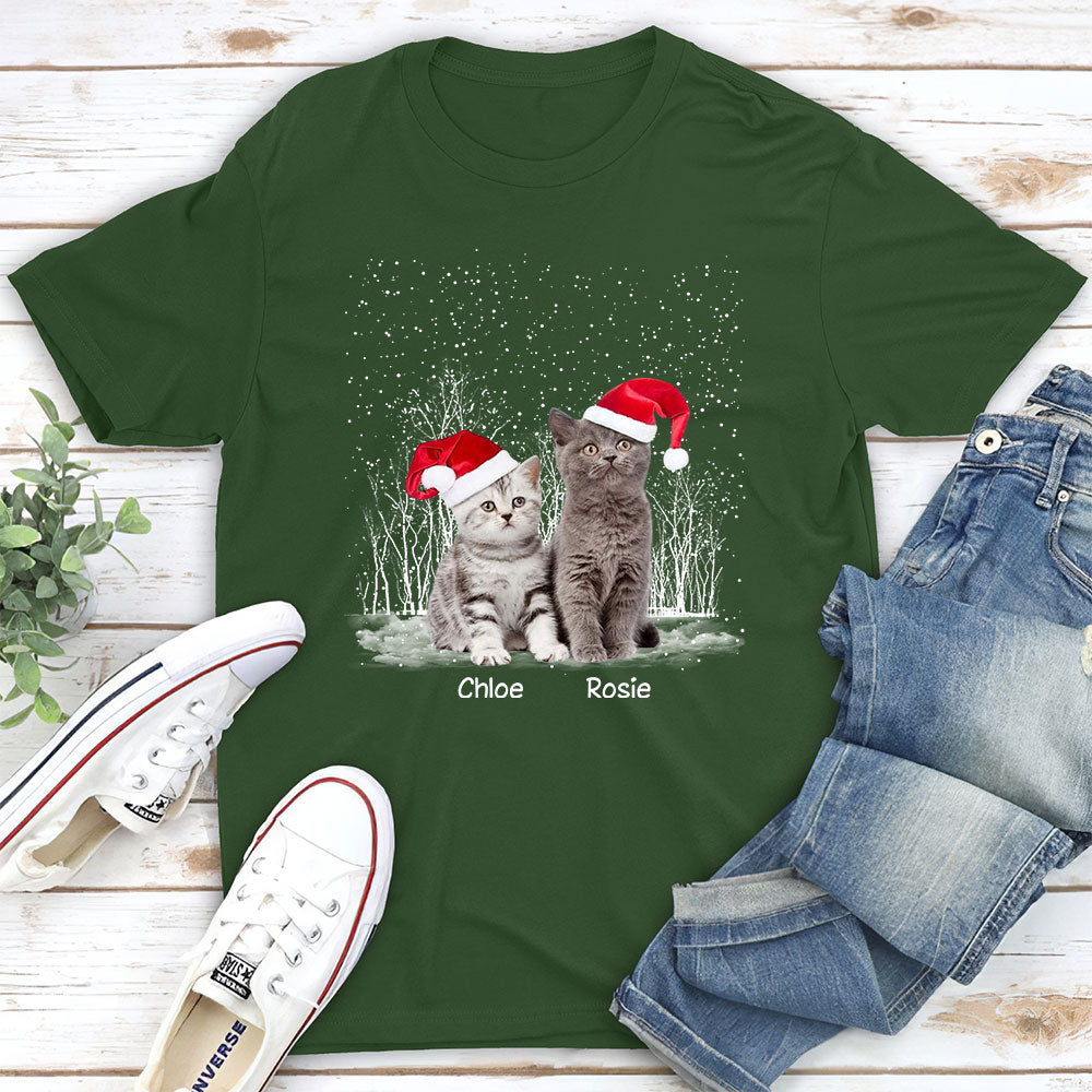 Personalized Custom Unisex Winter Cat Photo T-shirt - Ideal Gift for Pet Lovers