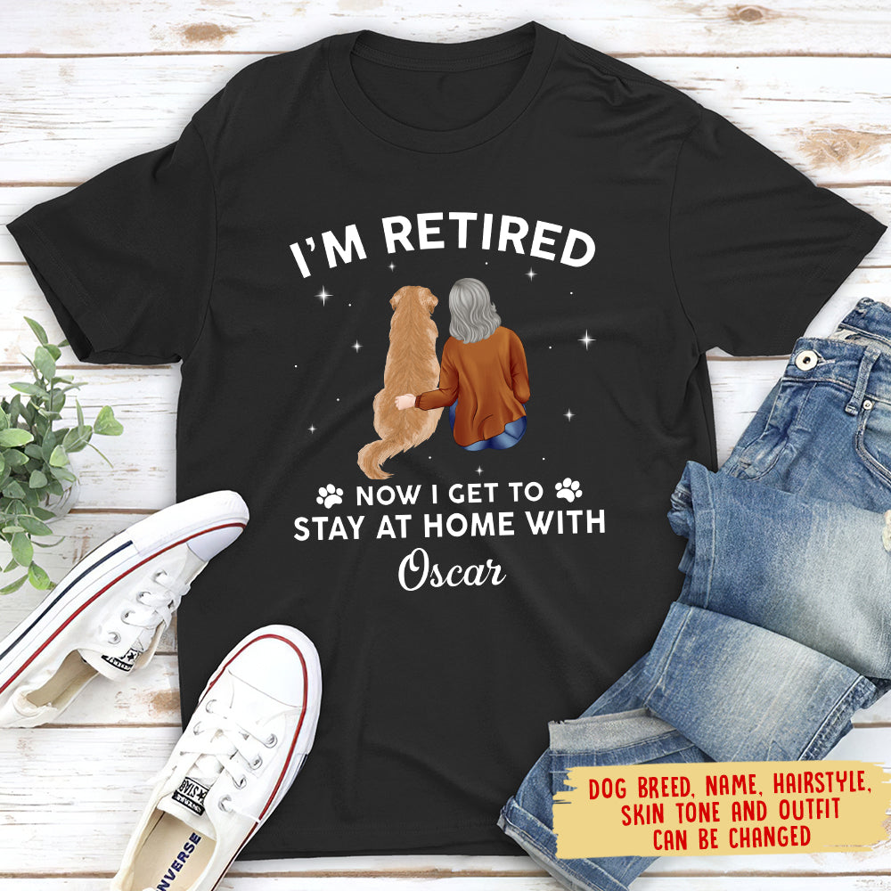 Stay At Home With Your Beloved Dog - Personalized Custom Unisex 5.3 oz T-shirt