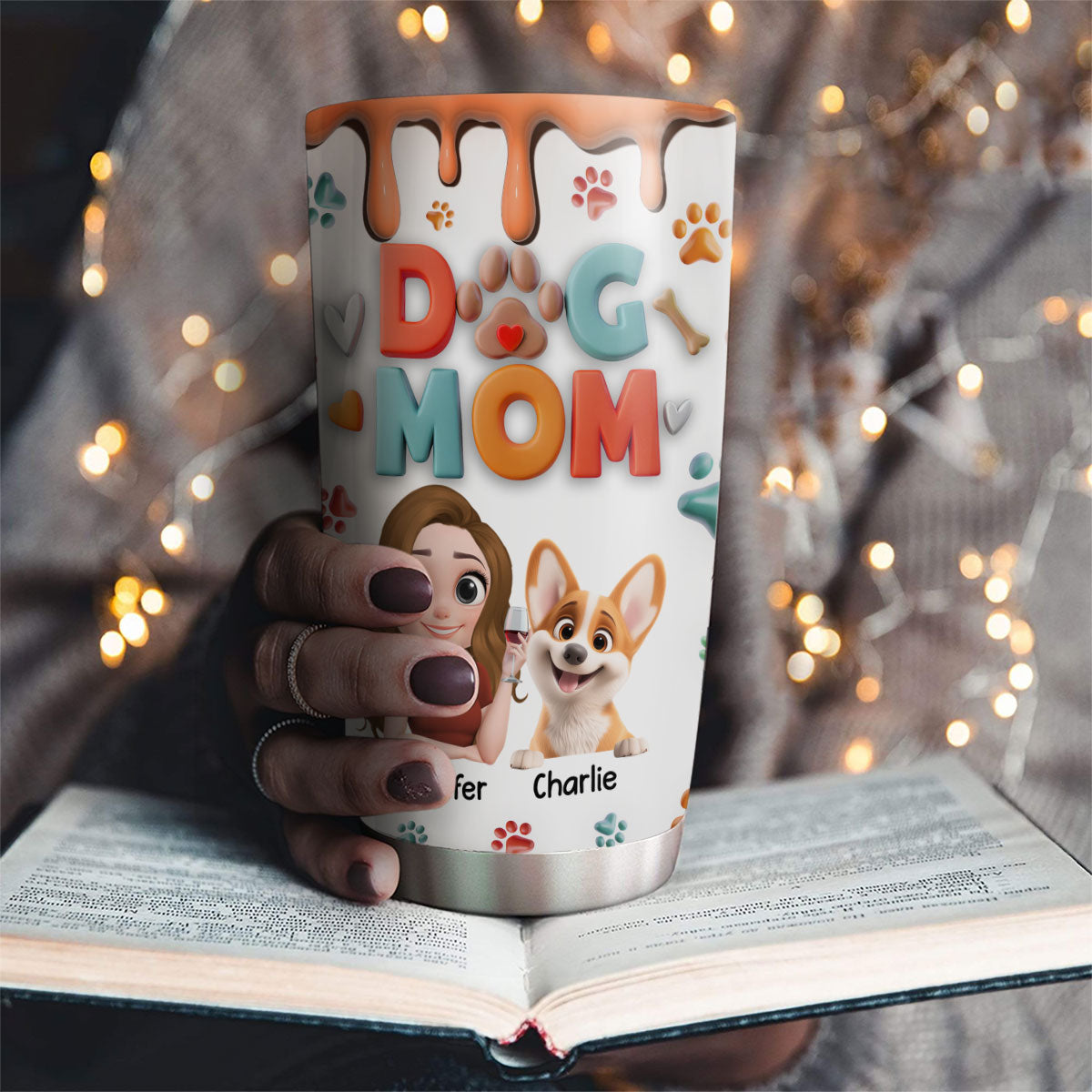 Mom Of Dog Cartoon - Personalized Custom 3D Inflated Effect Stainless Steel 20oz Tumbler for All Occasions