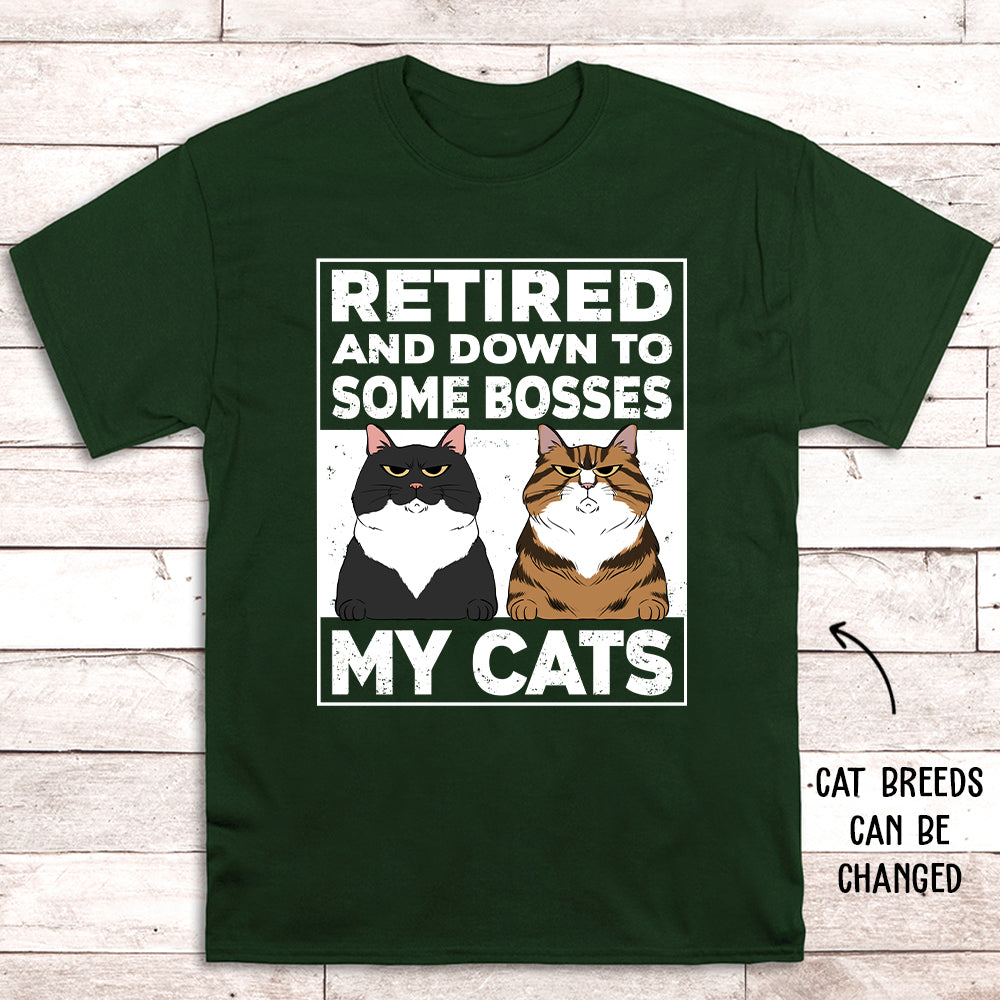 Retired Down To My Cat - Personalized Custom Unisex 5.3 oz T-shirt for Pet Lovers