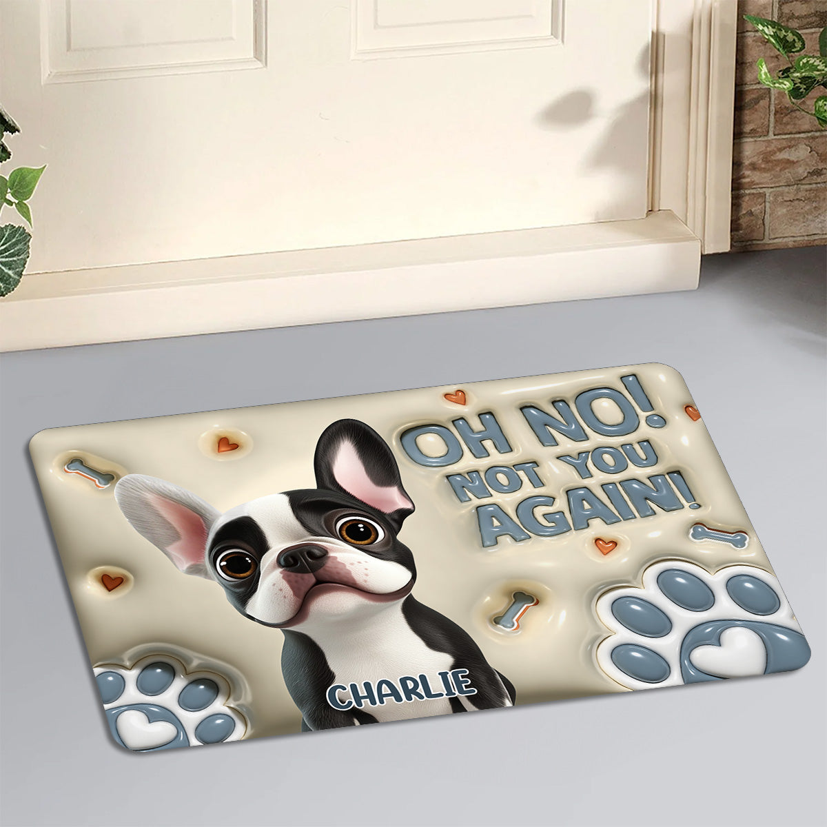 Paws Or Feet Welcome Here - Personalized Custom 3D Inflated Effect Doormat with High - Quality Sublimation Printing
