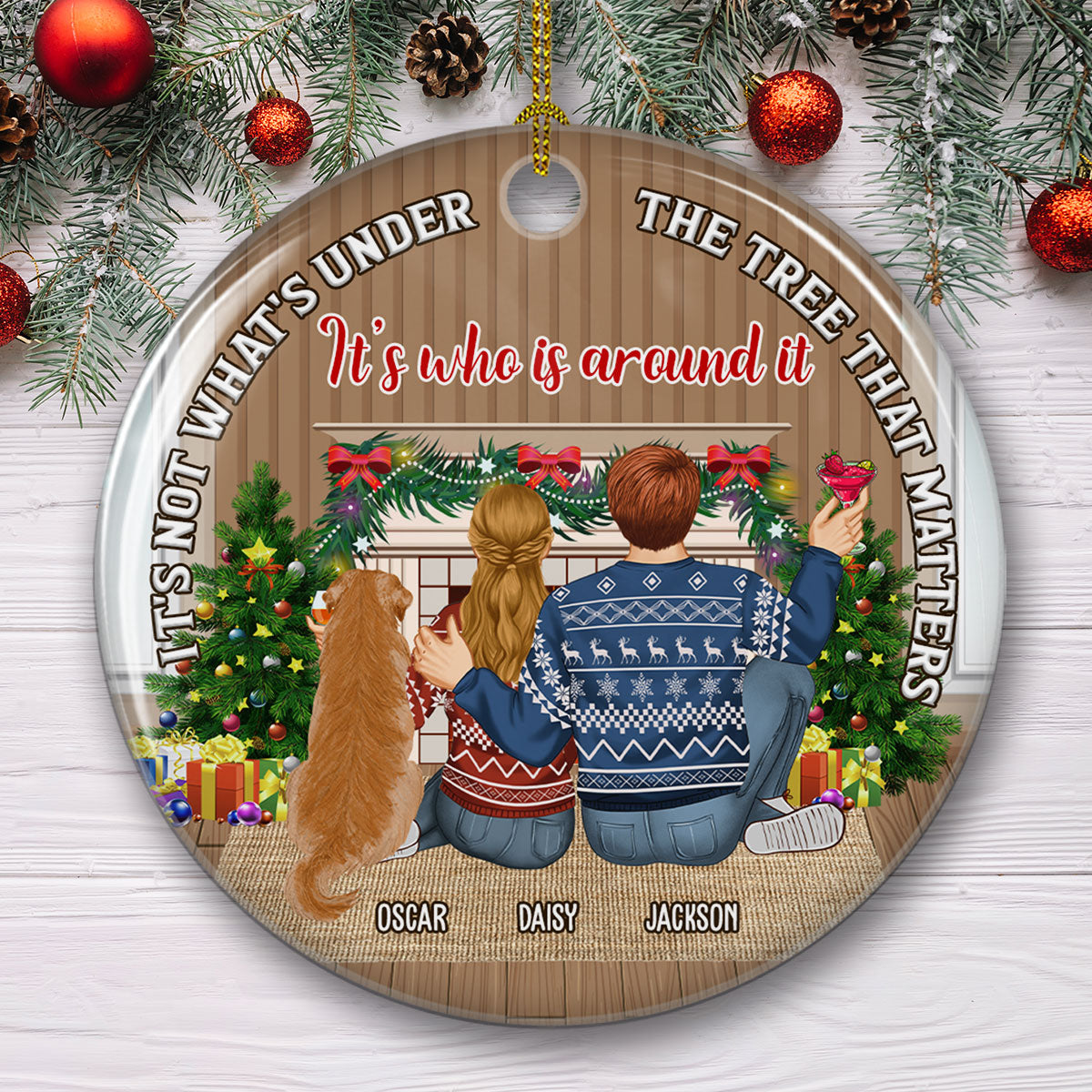 Personalized Custom Ceramic Christmas Ornament - What's Under The Tree Matters