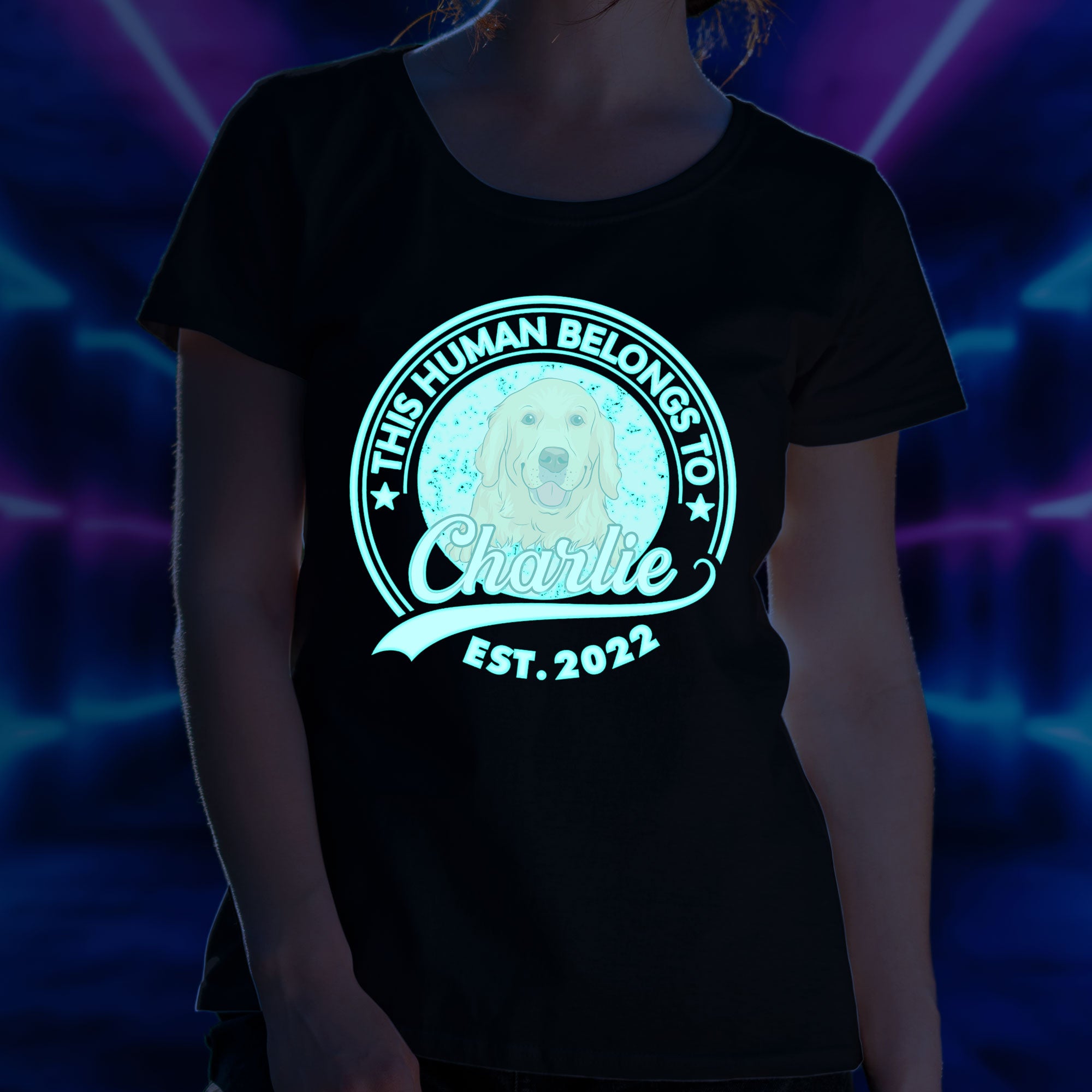 Human Belongs To Dog Version 2 - Personalized Custom Fluorescent Unisex T-shirt