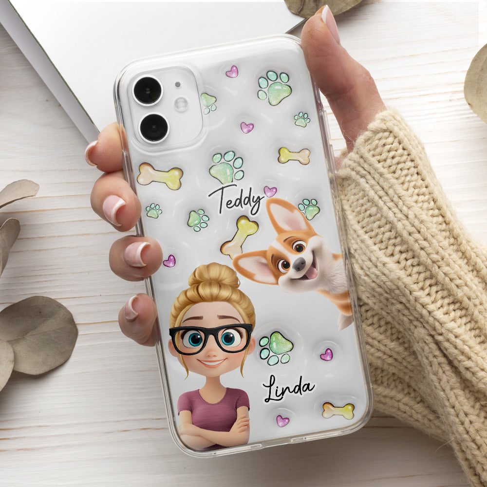 Lovey Human and Her Dogs - Exclusive Personalized Custom 3D Inflated Effect Smartphone Case