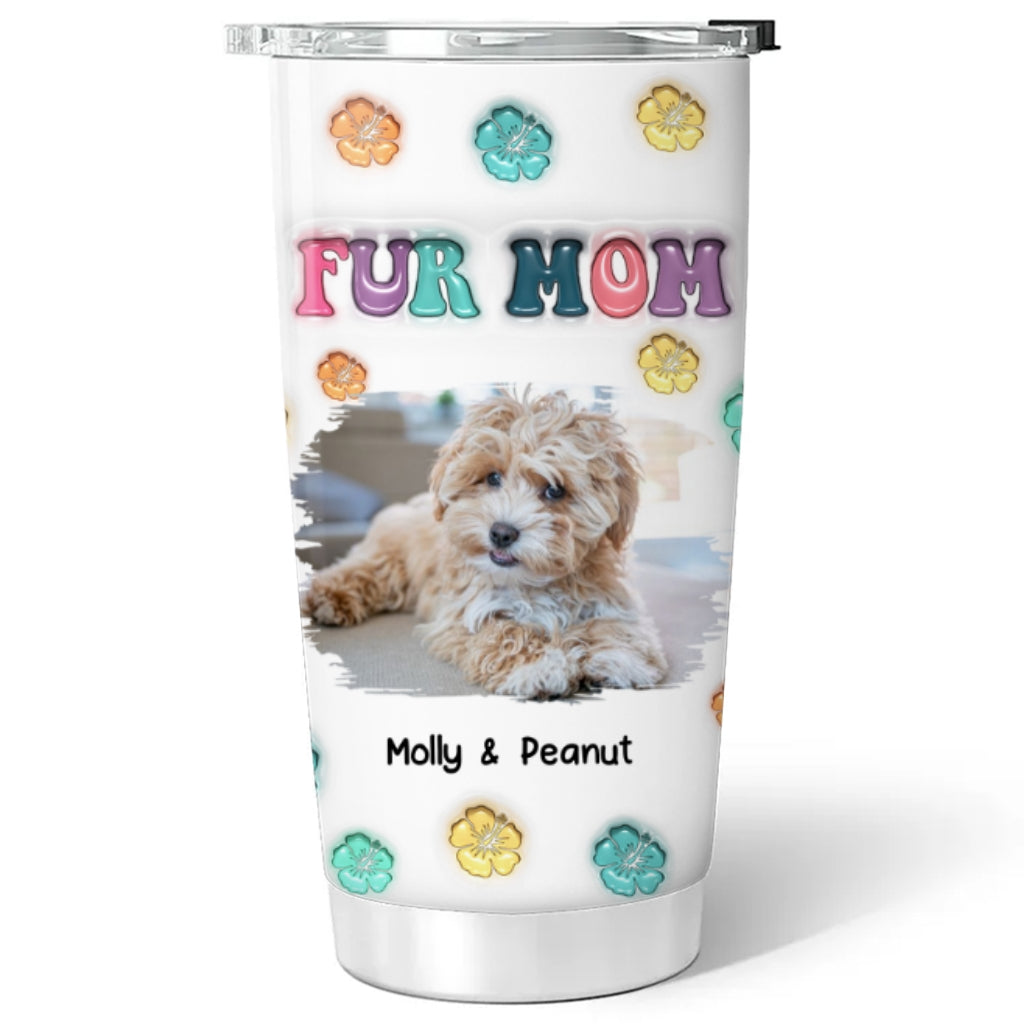 Fur Mom Summer Personalized Custom 3D Inflated Effect 20oz Stainless Steel Tumbler - Keep Drinks Cold or Hot
