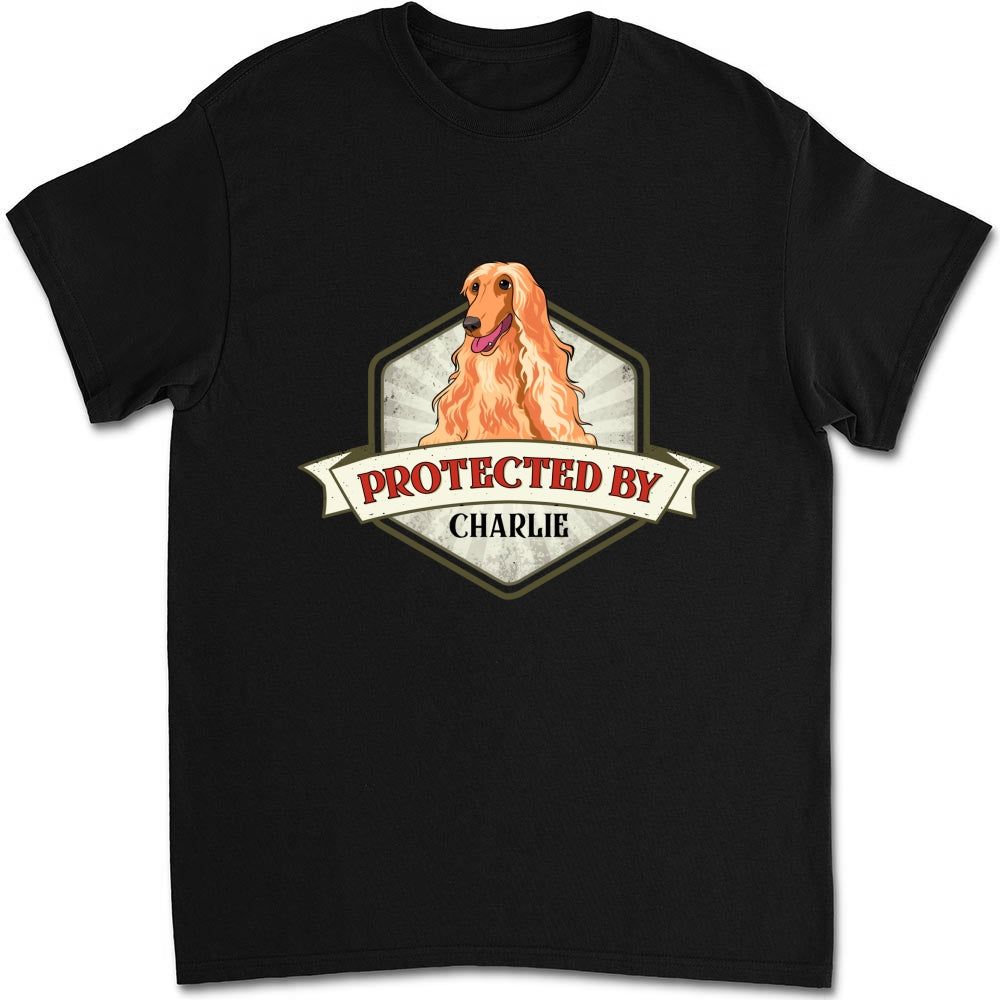 Protected By Dogs Ver 2 - Personalized Custom Unisex 5.3 oz T-Shirt for Pet Lovers