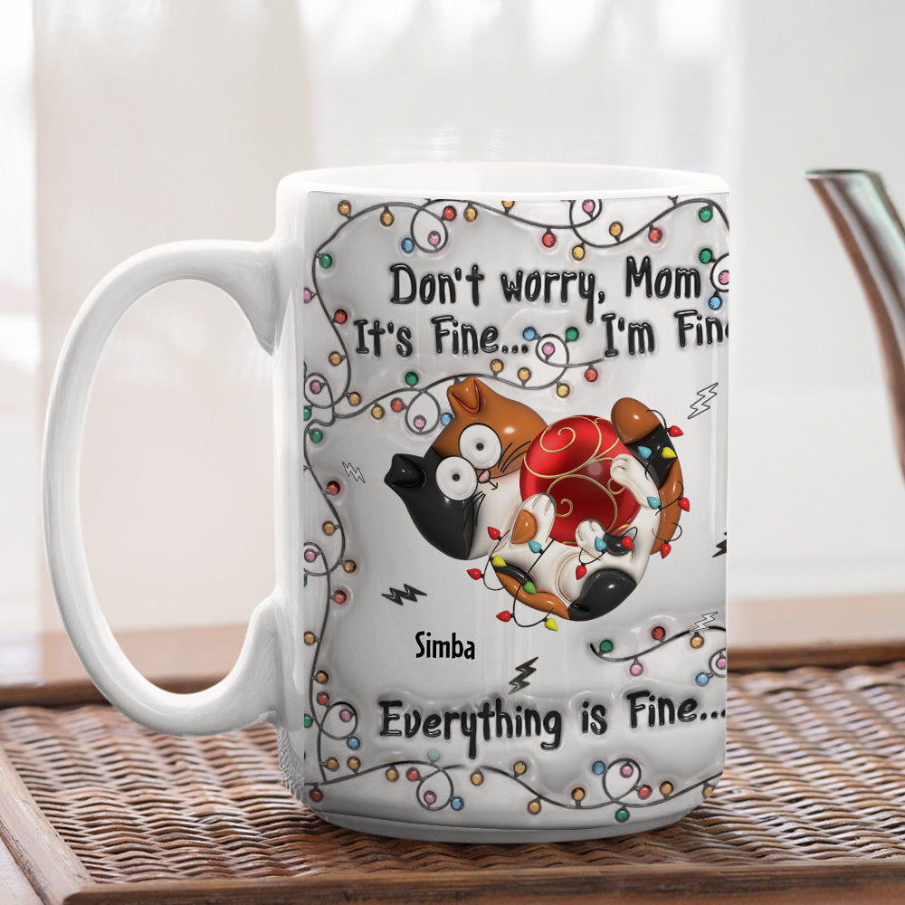 Personalized Custom 3D Inflated Effect Everything Is Fine Mug - 11oz High - Quality Ceramic