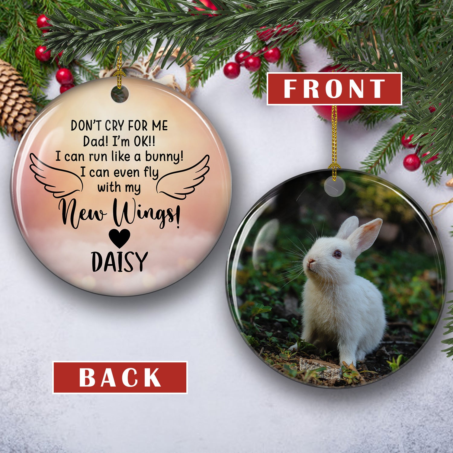 Once By My Side - Exquisite Personalized Custom Circle Ceramic Ornament for Pet Lovers
